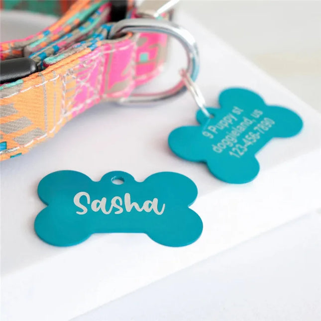 Personalized Pet ID Tag Dog Cat Nameplate Address Number Aluminum