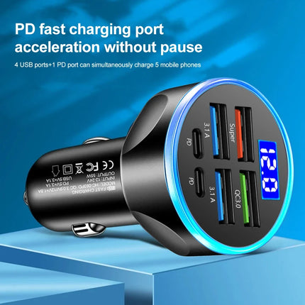 Car Charger 2-6 Ports Fast Quick Charging PD QC3.0 USB Car Phone
