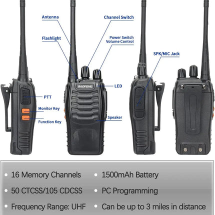 1/2 PCS Baofeng BF 888S Walkie Talkie UHF 400 470MHz 888s Long Range