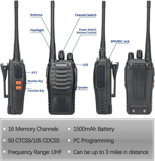 1/2 PCS Baofeng BF 888S Walkie Talkie UHF 400 470MHz 888s Long Range
