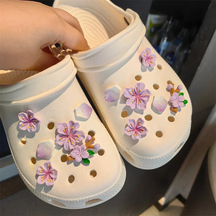 Purple Flowers Shoe Charms Designer DIY Cute Shoes Decaration Party