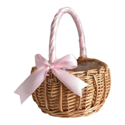 1pc Wedding Flower Basket | Handwoven Rattan, Multi-Use for