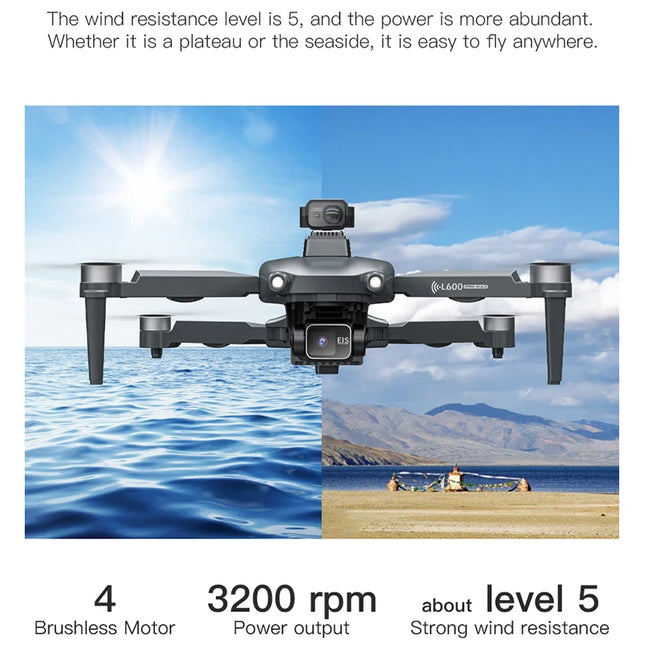 2024 New L600 PRO MAX GPS Drone 5KM 4K Professional HD Dual Camera