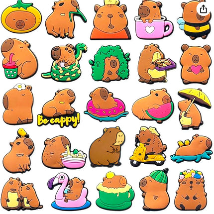 20Pcs Capybara Series Shoe Charms For Slides Sandals, PVC Shoe