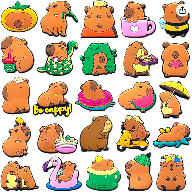 20Pcs Capybara Series Shoe Charms For Slides Sandals, PVC Shoe