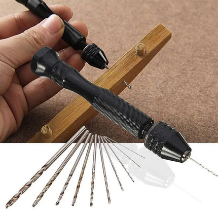 Mini Tool Set with Black Hand Twist Drill 10Pcs Fried Dough Twists