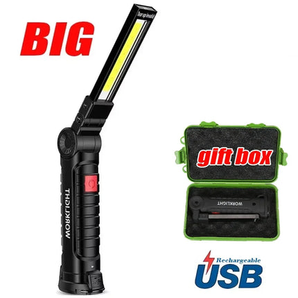 COB LED Work Light Dimmable USB Rechargeable LED Flashlight Inspection
