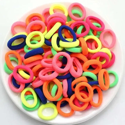 200PCS Women Girls Colorful Nylon Elastic Hair Bands Ponytail Hold