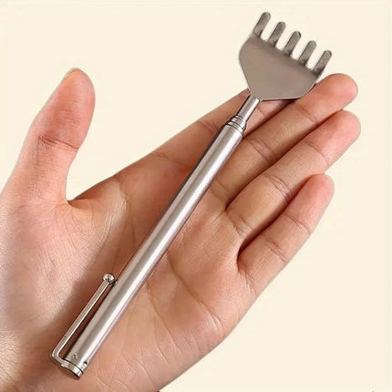 silvery Telescopic Back Scratcher,  Portable Extendable Stainless