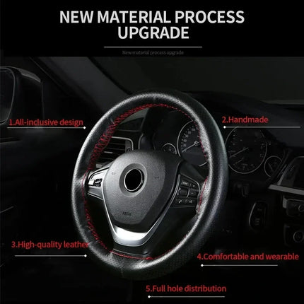 Artificial Leather Steering Wheel Cover Anti-Slip Braiding Cover For