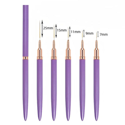 7/9/11/15/25mm Nail Liner Brush Set UV Gel Nail Brushes Kits 5pcs