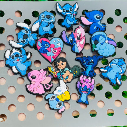 14-27pcs MINISO Stitch Cartoon Shoe Charms PVC DIY Shoes Decoration