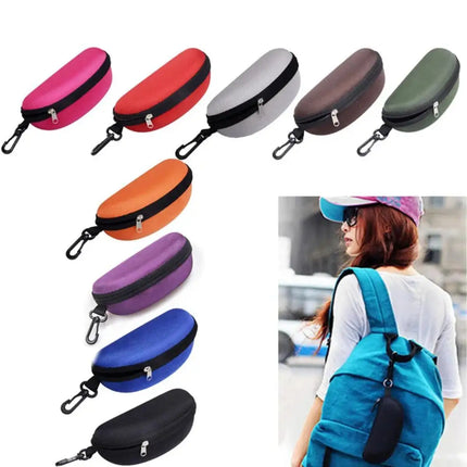 1pc Portable Sunglasses Case Protector Oxford Cloth Hard EVA Zippered