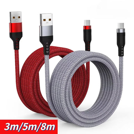 6A Extra Long Data Cable Nylon USB C Fast Charging Cable For Samsung