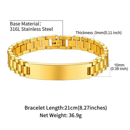 Personalized Engrave ID Bracelet for Men Wristband Stainless Steel