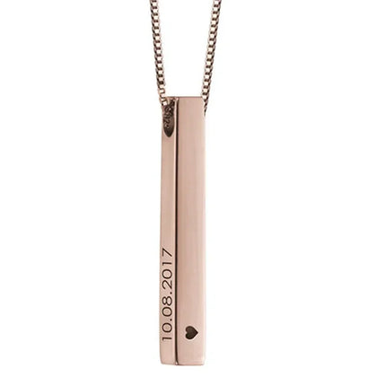 Custom Stainless Steel Personalized Engraved Bar Necklace For Women