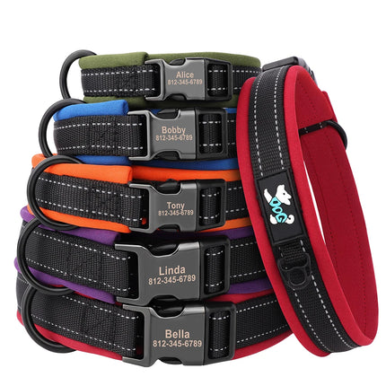 Reflective Personalized Dog Collar Engrave ID Nylon Collars Soft