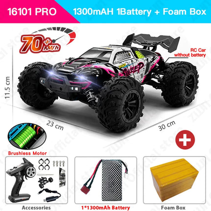 ZWN 1:16 70KM/H 4WD RC Car With LED Headlight Remote Control Cars High