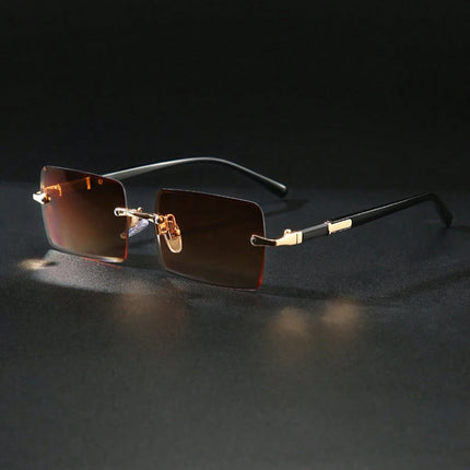 1pc Rimless Sunglasses Rectangle Women Men Shades Small Square Sun