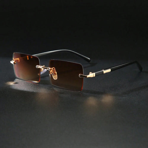 1pc Rimless Sunglasses Rectangle Women Men Shades Small Square Sun