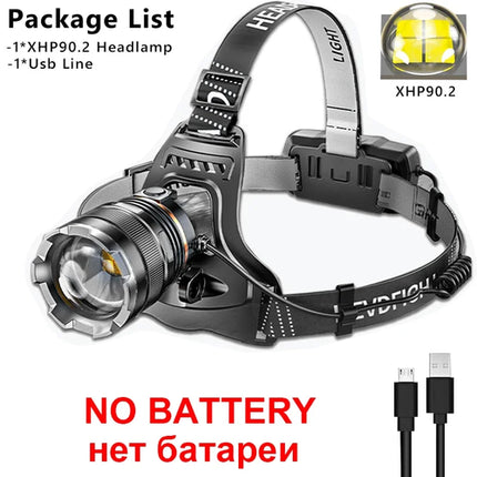 XHP90.2 Super Powerful Headlamp Rechargeable Head Flashlight High