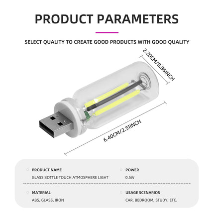 Retro USB Filament Touch Control Dimming Bulb  LED 5V Auto Interior