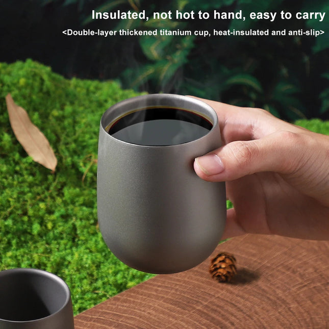 Titanium Cup Insulated Double Wall Drink Cup Outdoor Cooking Camping