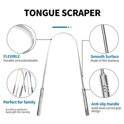 4 Colors Stainless Steel Tongue Scraper U-shaped Metal Fresh Breath