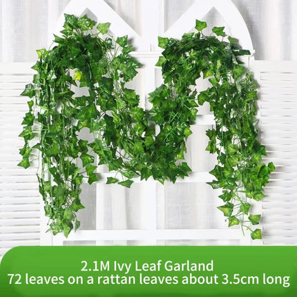 2.1M Green Ivy Leaf Hanging Vine Artificial Garland Silk Wall Plant