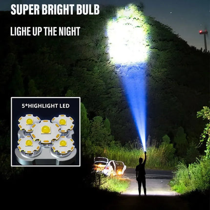 5LED High Power Led Flashlights Rechargeable Camping Spotlight with