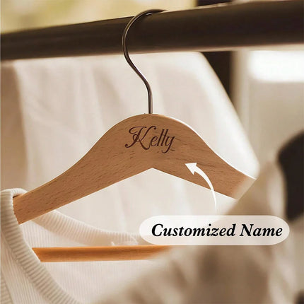 1pc Custom Engraved Name Wooden Clothes Hanger Personalized Name