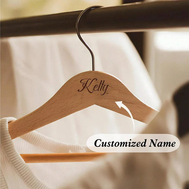 1pc Custom Engraved Name Wooden Clothes Hanger Personalized Name