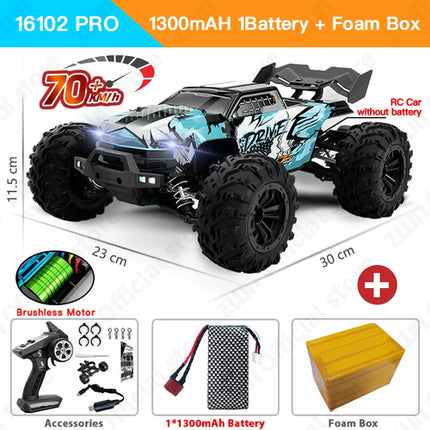 ZWN 1:16 70KM/H 4WD RC Car With LED Headlight Remote Control Cars High