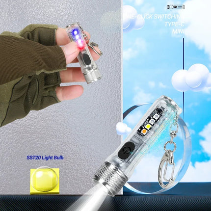 Mini Keychain Flashlight LED Rechargeable Torch Portable Magnetic USB