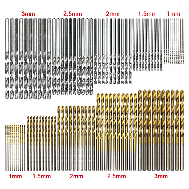 100pc twist drill 1-3mm hand electric drill DIY woodwork drill