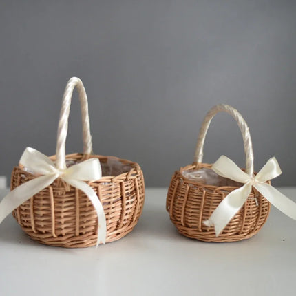 1pc Wedding Flower Basket | Handwoven Rattan, Multi-Use for