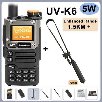 Quansheng UV-K6 Walkie Talkie 5W Air Band Radio Type C Charge UHF VHF