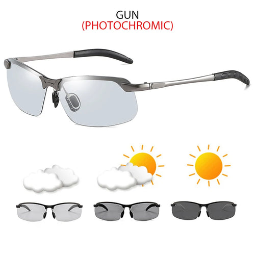 Fashion Half Frame Photochromic Sunglasses Men Women Classic Chamelon