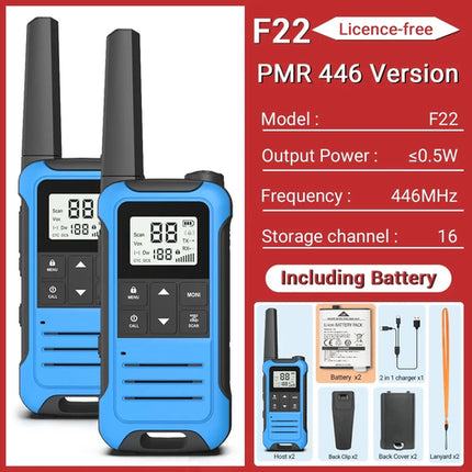 2PCS Baofeng F22 PMR FRS Mini Walkie Talkie Waterproof Type-C