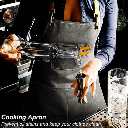 Kitchen Household Cooking Canvas Apron Oil-proof Waterproof Can Wipe