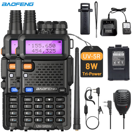 1/2X Baofeng UV-5R 8W Tri-Power Walkie Talkie High Power Dual Band
