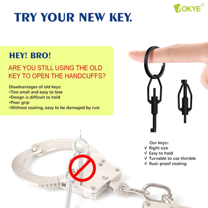 AK-03B mini handcuff key, made of high carbon steel, with key ring,