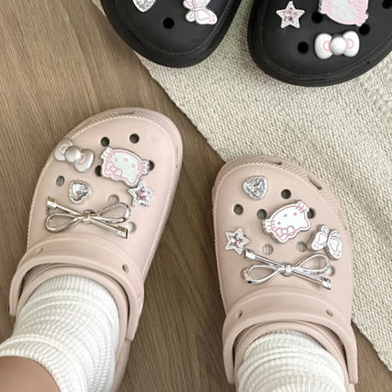 MINISO Silvery Hello Kitty Set Girls Women Shoe Charms DIY Hole Shoes
