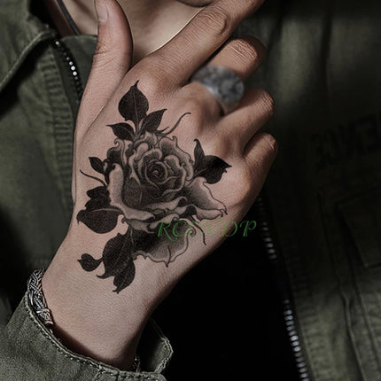 Waterproof Temporary Tattoo Sticker Rose Flower Hand back tatto Art