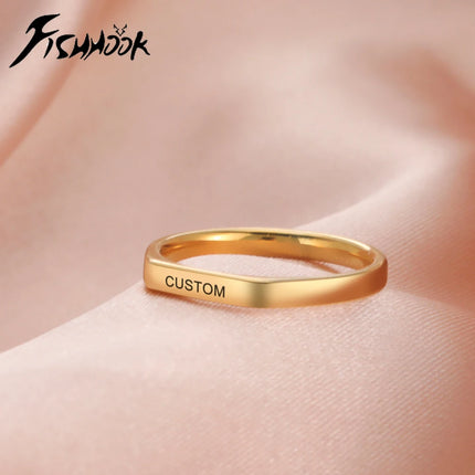Engrave Name Finger Rings Personalized Custom Ring Gift For Woman Men