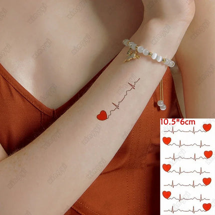 Waterproof Temporary Tattoo Sticker Black Hand Drawn Heart Design Body