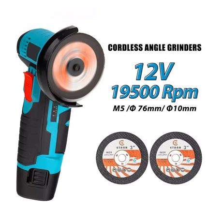 Cordless Electric Angle Grinder 19500rpm Handheld Polishing Grinding