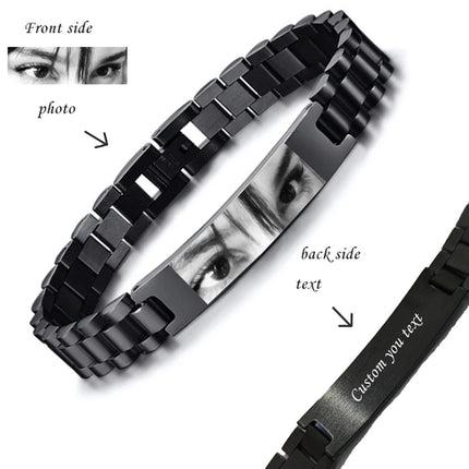 Personalized Engrave ID Bracelet for Men Wristband Stainless Steel