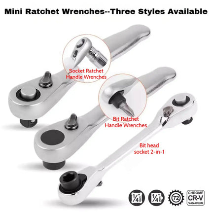 1/4" Mini Socket/ Mini Bit/ 2-in-1 Ratchet Handle Wrenches