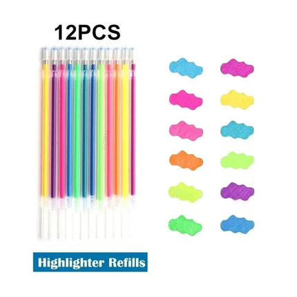 12Pcs Colors Gel Pens and Refills for School Office Coloring Book